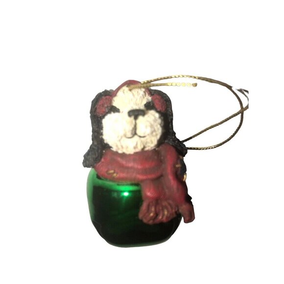 BOYDS BEARS & FRIENDS "Dog Bell" Christmas/Xmas Tree Ornament Green Bell IOB - Picture 3 of 10